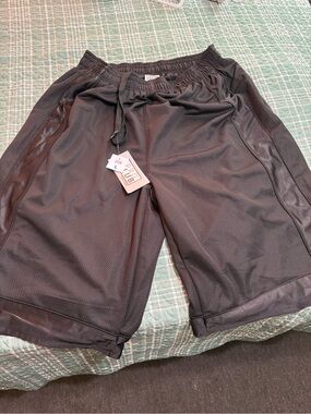 Men's Black Athletic Mesh Shorts with Drawstring